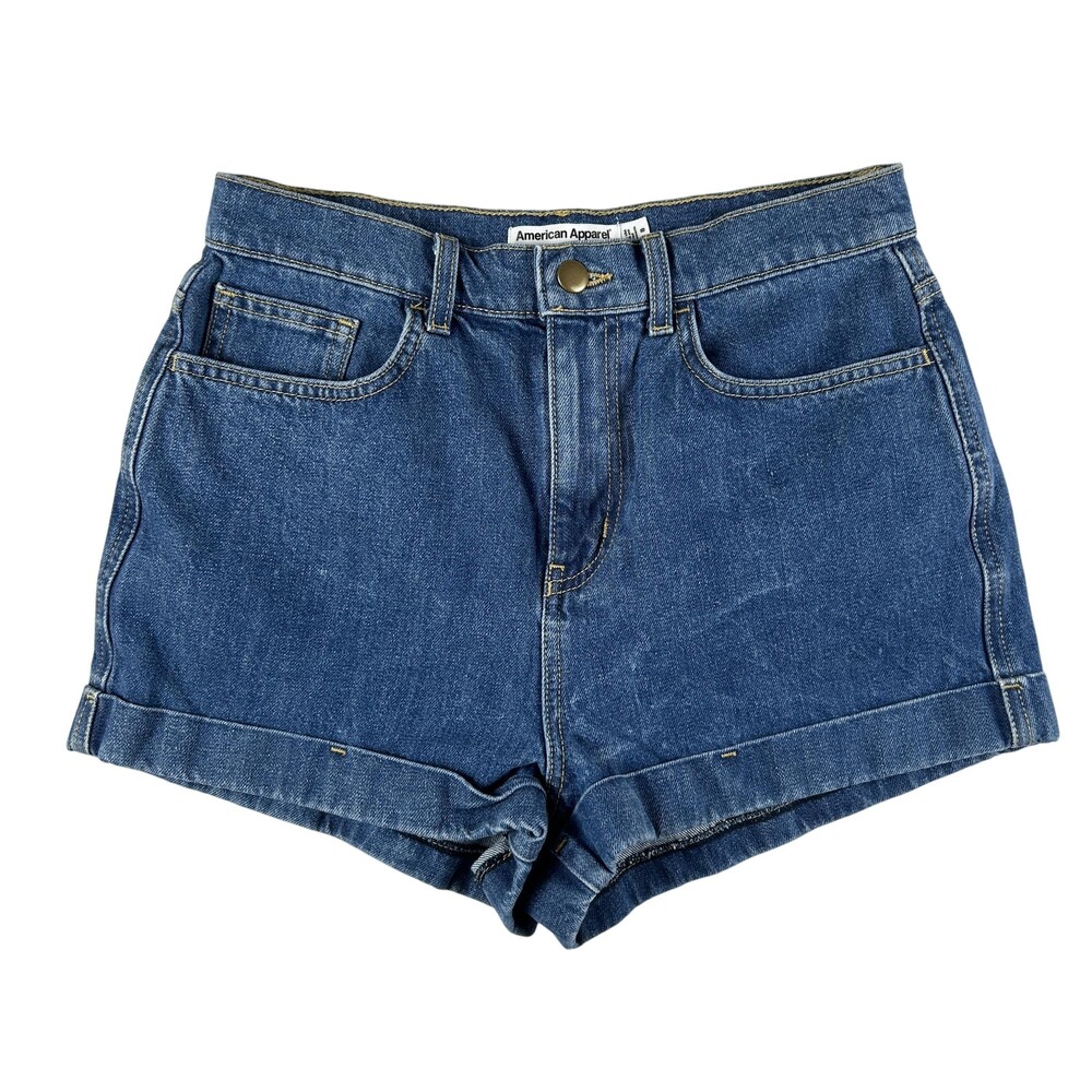Vintage American Apparel Shorts Womens 28 Denim Mom High Rise Cuffed USA Made